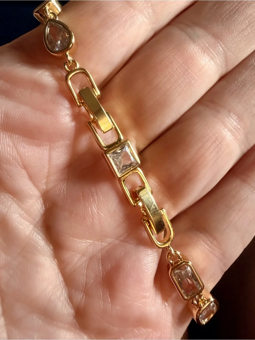 14kt Gold plated, tarnish resistant 5a Cubic Zirconia Link Bracelet - Women